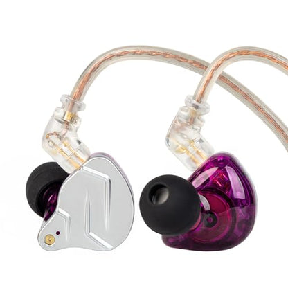 KZ ZSN Pro in Ear Monitor Headphones, 1BA 1DD Hybrid Driver Wired Gaming Earbuds, Deep Bass Sound Wired Ear Buds, HiFi IEM for Gaming Music Video Calling Singer Musician Drummer (Without mic, Purple) - color: Purple, style: without mic