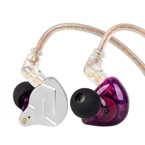 KZ ZSN Pro in Ear Monitor Headphones, 1BA 1DD Hybrid Driver Wired Gaming Earbuds, Deep Bass Sound Wired Ear Buds, HiFi IEM for Gaming Music Video Calling Singer Musician Drummer DJ (with mic, Purple) - color: Purple, style: with mic