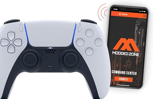 MODDEDZONE Custom Rapid Fire, Anti Recoil, Macros MODDED Wireless Controller for PS5 & PC - Unique Smart Mods for ps5 controller controlled by the APP. Best for FPS Games. (White) - color: White