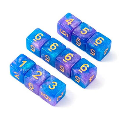 10 Pieces Polyhedral D6 Dice Set, 6 Sided Dice 16mm Square Edge Dice for RPG MTG DND Table Games (Pink Blue) - color: Pink Blue