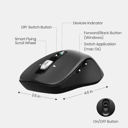 Wireless Keyboard and Mouse with Wrist Rest, Full Size Multi Device Keyboard and Mouse Combo, Bluetooth Keyboard and Mouse Combo for Laptop PC Mac, Work Keyboard and Mouse