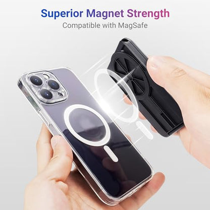 PROfezzion Double Sided Magnetic Wallet 4-Card Holder for MagSafe iPhones | Blue, RFID Blocking, Locking Latch, Kickstand, Fits MagSafe Mount Stand Grip for iPhone 17 16 15 14 13 12 Pro Max & More - color: Blue