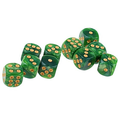 10PCS Polyhedral D6 Dice 16mm Acrylic Game Dice for RPG MTG DND Table Games (Green Yellow) - color: Green Yellow