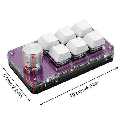 Cuifati 6 Keys Mini Keypad, One Hand Mechinical Gaming Keyboard, with 6 Fully Programmable Keys, for, for Vista, for, for Macos