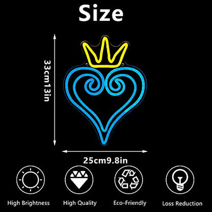 Manimo LED Kingdom and Hearts Neon Signs for Wall Decor, Anime Neon Sign, Neon Game Room Setup, USB Powered for Man Cave Game Home Party Bedroom Room Teenager Gamer Birthday Gifts(9.8 * 13in) - style: Kingdom Heart