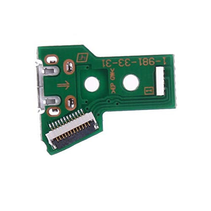 2PCs JDS-040 Replacement Micro USB Charging Port Adaptor Repair Part Charger Socket Board Module for PS4 Wireless Controller with 12 Pin Flex Cable, Tool Screw
