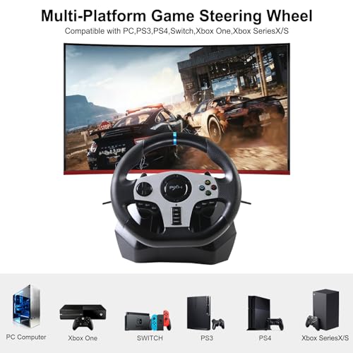 PXN V9 PC Game Racing Wheels,270°/900°Steering Wheel Gaming for PC With Pedals and Shifter,Driving Wheel for PS4 Xbox One, Xbox Series S/X, PS3,Switch