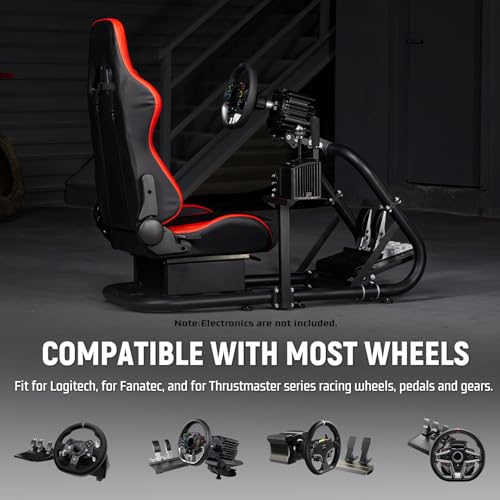 Dardoo G29 Racing Simulator Cockpit with Seat Fit for Thrustmaster T300RS, for Logitech G25 G27 G920 G923, for Fanatec, Ultra-Sturdy Alloy Steel Steering Wheel Stand,Without Wheel,Pedal & Handbrake