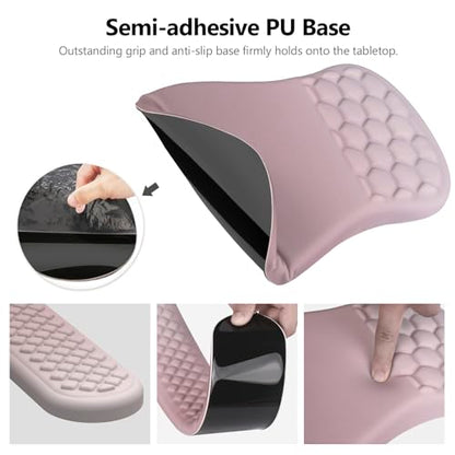Ergonomic Mouse Pad Wrist Support, 2 in 1 Keyboard Wrist Rest Set | Memory Foam, 15° Ergonomic Slope, Massage Bead Design, Non-Slip PU Base, Lycra Fabric, for Office & Gaming, Gradient Pink - color: Gradient Pink