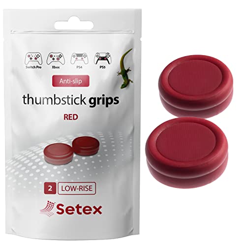 Setex Gecko Grip Thumbstick Grip Covers, PS5, Xbox, Switch, 1 Pair, Red | Microstructured Analog Stick Anti Slip Thumb Grips, Playstation 5, Switch 2, Xbox Controller, Performance Grip Covers Only - color: Red, size: 1 Pair