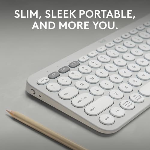 Logitech Pebble Keys 2 K380s, Multi-Device Bluetooth Wireless Keyboard with Customizable Shortcuts, Slim and Portable, Easy-Switch for Windows, macOS, iPadOS, Android, Chrome OS - Tonal White - color: White