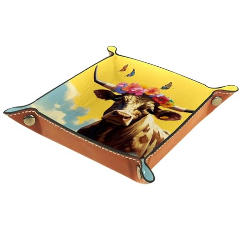Cow with Florals Crown Dice Tray Dice Rolling Tray Folding Dice Holder for Dice Games, Like RPG, DND and Other Table Games - color: Multi 8