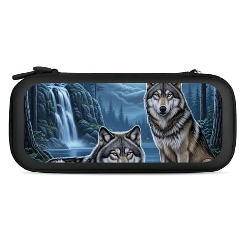 PPIKTC Carrying Case Compatible with Nintendo Switch, Travel Storage Holder Bag with 15 Game Cartridges, Moon Wolf Love - color: Design (211)