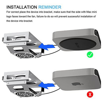 Mac mini Cooling Fan Mount, IFCASE Behind Monitor, Under Desk, Wall Mount Cooling Fan Stand for Mac mini 2010 to 2023 M2, Compatible VESA Holder with Anti-Scratch Pad (Silver) - color: Silver