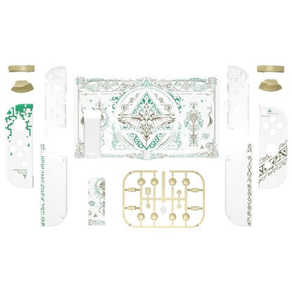 eXtremeRate DIY Replacement Shell Buttons for Nintendo Switch, Back Plate for Switch Console, Housing with Full Set Buttons for Joycon Handheld Controller - Glow in Dark - Totem of Kingdom White - color: Glow in Dark - Totem of Kingdom White