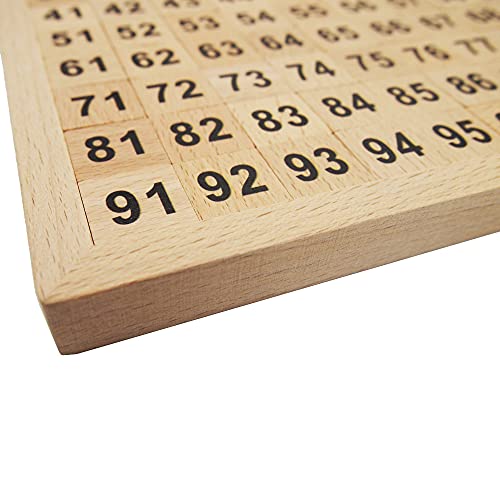 CICITOYWO Wooden Hundred Board Montessori Math Counting Toys, 1-100 Numbers Kindergarten Preschool Learning Educational Game for Toddler Kids (Hundred Board)
