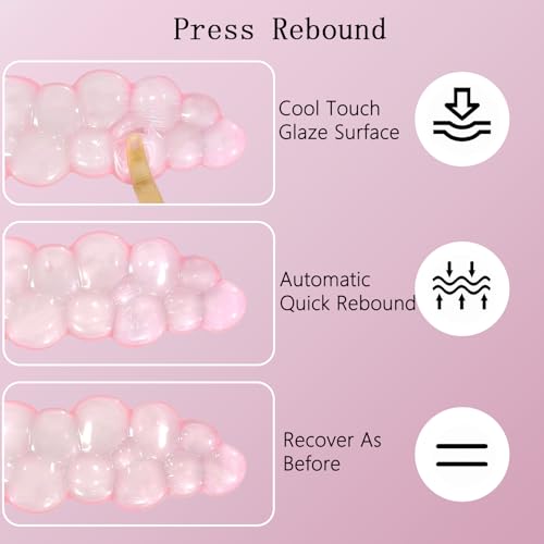 Gel Cloud Wrist Rest Keyboard Clear Pink Mouse Pad with Wrist Rest Set 3PCS Ergonomic Cool Keyboard Wrist Pad Cute Acrylic Coaster Non-Slip Base Cute Transparent Mouse Wrist Pad Support for Computer - color: 3pcs Gel Pink