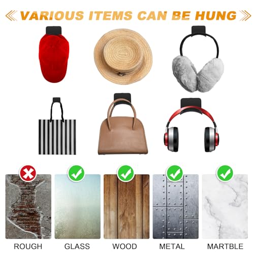 30 Pcs Headphone Wall Hangers Adhesive Gaming Headset Holder Hooks for Wall Mount Strong Universal Stand Hooks for Most Headphone Controller, Hat, Baseball Caps, Door, Closet (Black) - color: Black
