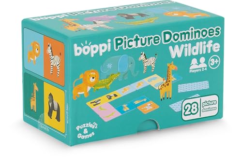 boppi Dominoes Set Picture Game for Toddlers - Colourful Wildlife Animal Themed Montessori/STEM Dominoes for Children - Games for 3 Year Olds and Up - style: Wildlife Animals