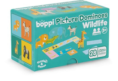 boppi Dominoes Set Picture Game for Toddlers - Colourful Wildlife Animal Themed Montessori/STEM Dominoes for Children - Games for 3 Year Olds and Up - style: Wildlife Animals