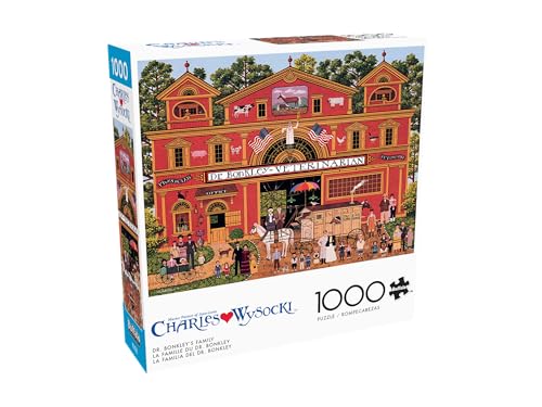 Buffalo Games - Charles Wysocki Dr. Bonkley's Family - 1000 Piece Puzzle | Art by Charles Wysocki, Frameable Art, Made in USA, Recycled Board, Includes Poster, Challenging, intermediate to expert