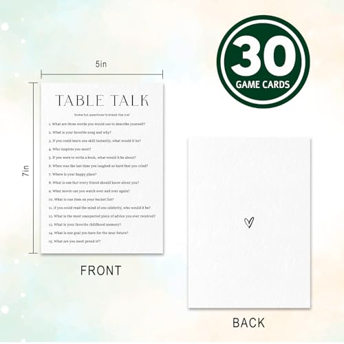 Party Games for Adults & Birthday Games for Bachelorette, Office – Table Talk - 30 Pcs Ice Breaking Cards, Add Laughter and Conversation to Any Celebration (5" x 7")- A03 - color: Table Talk