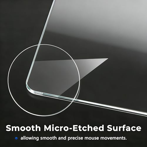 Glass Gaming Mouse Pad,Clear Hard Surface Gaming Mousepad,17.7''X15.7'' Tempered Glass Desk Mat,Ultra-Smooth Large Square Desk Mat,Improved Precision and Speed for Esports FPS Players - color: Transparent