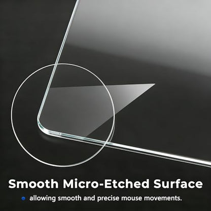 Glass Gaming Mouse Pad,Clear Hard Surface Gaming Mousepad,17.7''X15.7'' Tempered Glass Desk Mat,Ultra-Smooth Large Square Desk Mat,Improved Precision and Speed for Esports FPS Players - color: Transparent