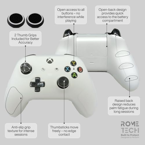 for Xbox Controller Series X/S (2024/2023) Silicone Protective Cover, Soft Skin Xbox Controller Accessories, Anti-Slip Cover with 2 Joystick Caps (White) - color: White