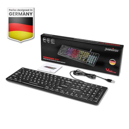 Perixx PERIBOARD-317RGB Wired Backlit USB Keyboard - Big Print Letter with RGB Illuminated LED - US English Layout - style: RGB Backlit