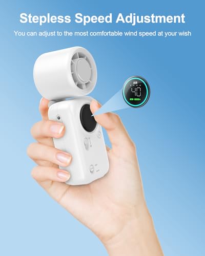 Handheld Turbo Fan with Ice Cooling, High Speed Personal Fan, Neck Fan Rechargeable Battery Up to 20H, Mini Pocket Fan for Outdoor Work, Office Desk, Home Watching Game, Travel, Beach Gifts - color: White