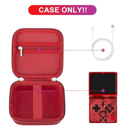 BOVKE Carrying Case Compatible with Anbernic RG35XXSP Handheld Game Console, RG35XXSP Clamshell Retro Games Consoles Flip Hand-held System Holder with Mesh Pocket for Cables and Accessories, Red - style: Red Case