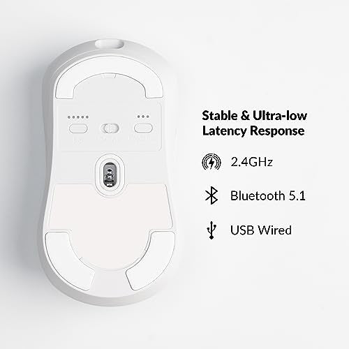 Keychron M3 Mini Wireless Optical Mouse, Bluetooth 5.1/2.4 GHz/Wired Gaming Mouse, Programmable PixArt 3395 Sensor with up to 26,000 DPI/ 650 IPS, Lightweight Ergonomic for Windows Mac Linux - White - color: White, style: PixArt 3395 (1K Polling Rate)