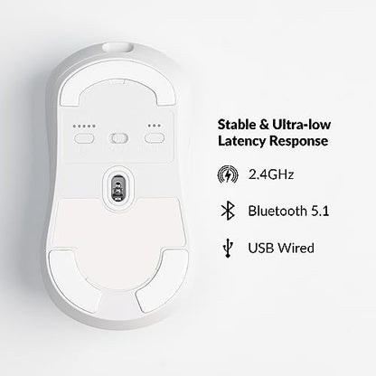 Keychron M3 Mini Wireless Optical Mouse, Bluetooth 5.1/2.4 GHz/Wired Gaming Mouse, Programmable PixArt 3395 Sensor with up to 26,000 DPI/ 650 IPS, Lightweight Ergonomic for Windows Mac Linux - White - color: White, style: PixArt 3395 (1K Polling Rate)