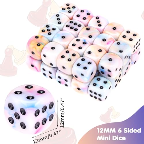 36 Pieces 12mm 6 Sided Mini Dice Set,Mixed ColoursD6 Game Dice Set,6 Sided Standard Game Dice for Board Games Dice Games Classroom Teaching Dices Game,with Portable Gaming Box(Yellow Blue Purple) - color: D6-orange Yellow Blue Purple