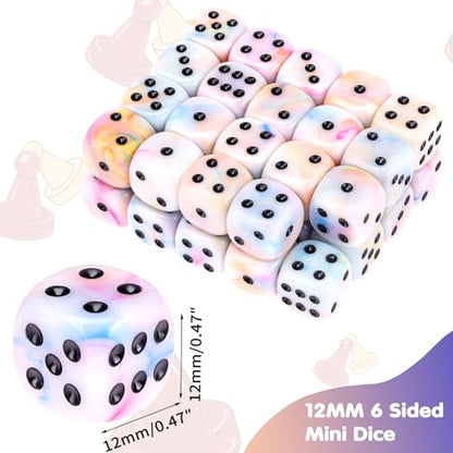 36 Pieces 12mm 6 Sided Mini Dice Set,Mixed ColoursD6 Game Dice Set,6 Sided Standard Game Dice for Board Games Dice Games Classroom Teaching Dices Game,with Portable Gaming Box(Yellow Blue Purple) - color: D6-orange Yellow Blue Purple