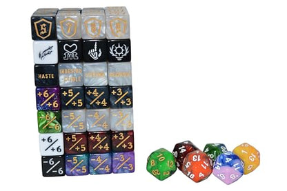 90 Pieces MTG Counter Dice Plus 1 Tokens Life Token Dice Set +1/-1 Counters Keywords Counters Dices D6 Dice Bulk with Pouch for Magic The Gathering. Card Game Accessories, TCG, CCG