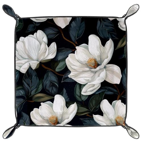 White Flower Magnolias Dice Tray Dice Rolling Tray Folding Dice Holder for Dice Games, Like RPG, DND and Other Table Games - color: Multi 19