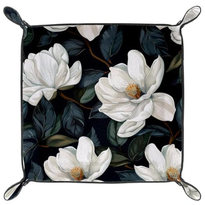White Flower Magnolias Dice Tray Dice Rolling Tray Folding Dice Holder for Dice Games, Like RPG, DND and Other Table Games - color: Multi 19