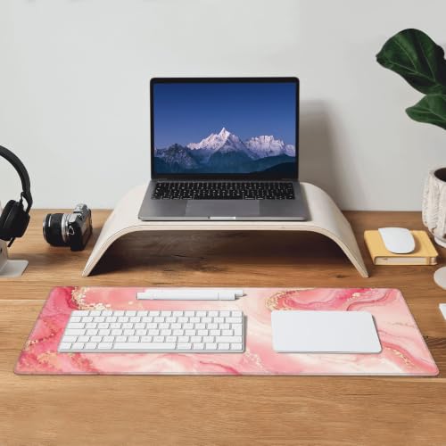 Pink Gold Marble Mouse Pad XL Large Mousepad Non Slip Rubber Base Desk Mat for Laptop Computer Gaming 31.5" X 12" - color: Pink Gold Marble
