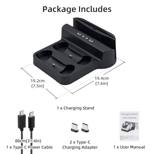 Mcbazel Charging Station for PlayStation Portal Remote Player and PS5 Controllers with LED Light and Charging Cable, Charging Dock Stand Base Holder Accessories for PS5 Portal Console - Black
