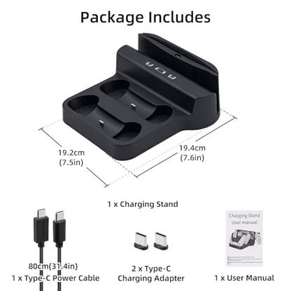 Mcbazel Charging Station for PlayStation Portal Remote Player and PS5 Controllers with LED Light and Charging Cable, Charging Dock Stand Base Holder Accessories for PS5 Portal Console - Black