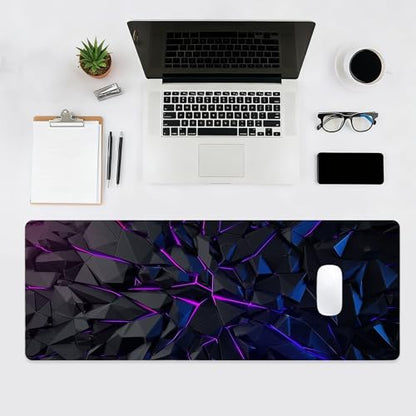 Gaming Mouse Pad, XL Extended Big Computer Mousepad, Large Mouse Pad for Desk with Non-Slip Rubber Base, Desk Mat, Keyboard Mat for PC, Office&Home, 31.5x11.8in, Geometric Neon - color: Geometry