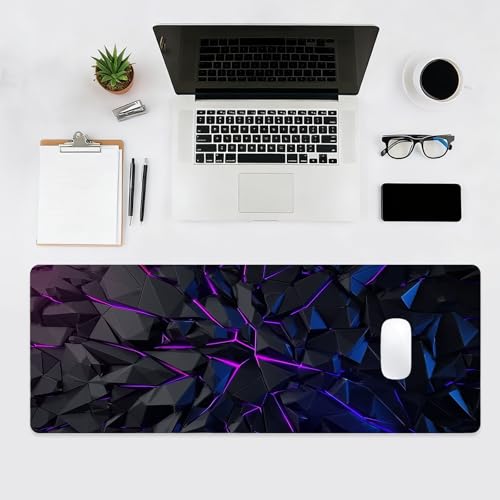 Gaming Mouse Pad, XL Extended Big Computer Mousepad, Large Mouse Pad for Desk with Non-Slip Rubber Base, Desk Mat, Keyboard Mat for PC, Office&Home, 31.5x11.8in, Geometric Neon - color: Geometry