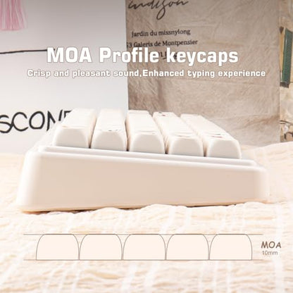 Tsungup MOA Keycaps, Creamy White Geometric Shapes Cute Custom Keycaps | PBT Minimal Dye Sub 131 Keys Keyboard Keycap Set for MX Switches Mechanical - color: White