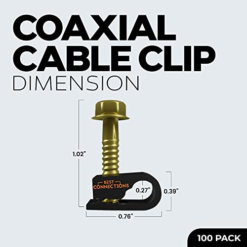 Coaxial Cable Clips with Pre-Inserted Screw (100 Pack) – Black Single Cable Mounting Clamps for Coax Cable (RG6, RG59) and Ethernet Cable – Cord Fastener/Strain Relief Clip - style: 100 PACK