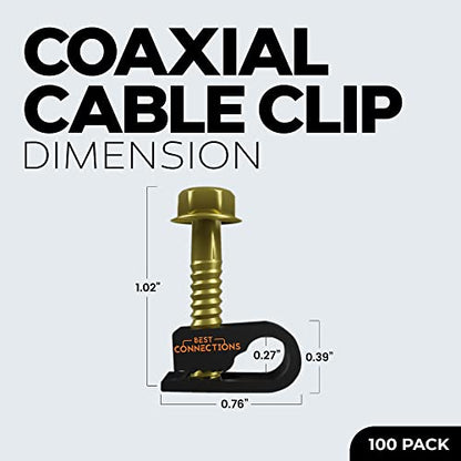 Coaxial Cable Clips with Pre-Inserted Screw (100 Pack) – Black Single Cable Mounting Clamps for Coax Cable (RG6, RG59) and Ethernet Cable – Cord Fastener/Strain Relief Clip - style: 100 PACK