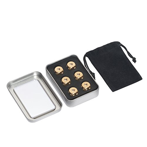 6 Sided Metal Brass Dice with Gift Metal Case & Portable Bag, 6pcs Solid Brass Dice for Tables Board Game Poker Party Playing Games, Ideal Men's Collection Gift