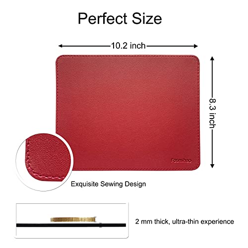 Leather Mouse Pad - Wood Mouse Pad, Double Side Mouse Pad with Stitched Edge, Waterproof Ultra Thin Mouse Pad for Computers, Laptop, Office & Home, 10.2 x 8.3 Inch, 1 Pack (Burgundy) - color: Burgundy
