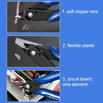 Flush Cutters, 2 PCS Micro Wire Cutters for Craft, Jewlery Making, Electronics, Plastic Models, Zip Tie Sprue Cutter